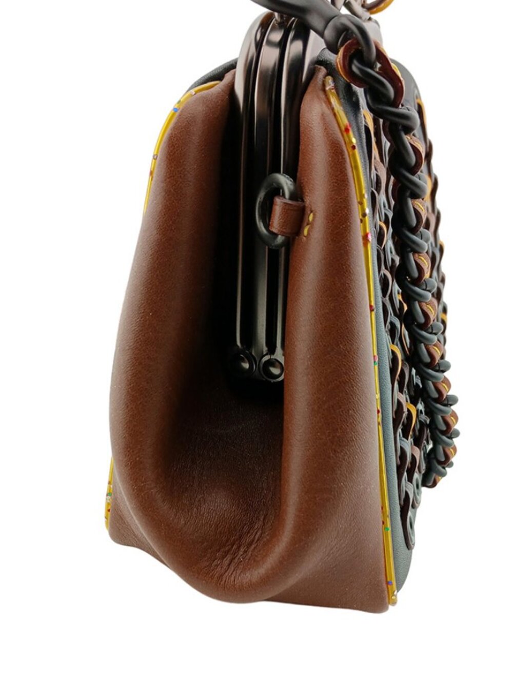 COACH 1941 Kisslock Frame Bag in Coach Link Glovetanned Leather MSRP $695.00 - Picture 3 of 10